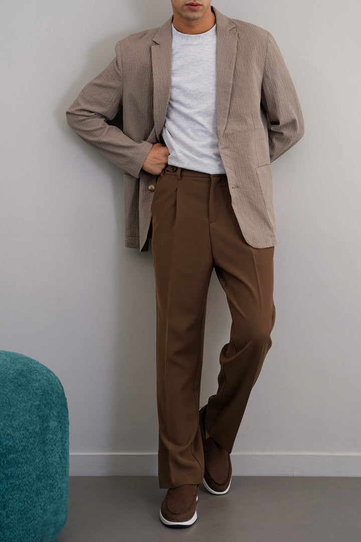 TAUPE SEERSUCKER BLAZER