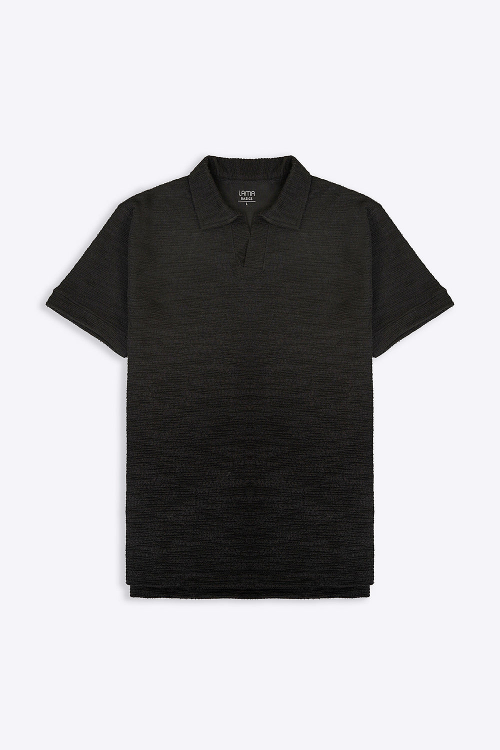 BLACK BOUCLE-KNIT POLO