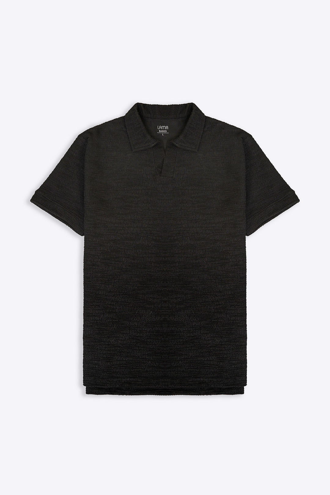 BLACK BOUCLE-KNIT POLO