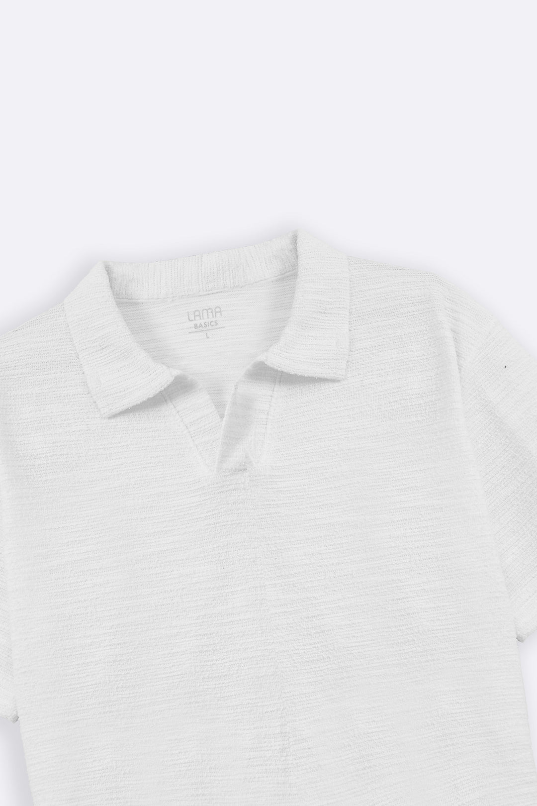 WHITE BOUCLE-KNIT POLO
