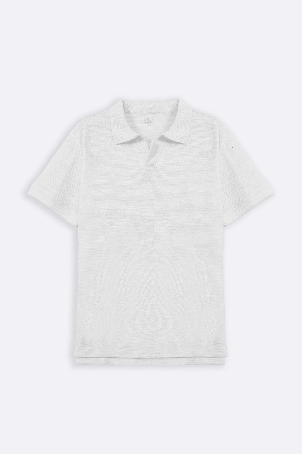 WHITE BOUCLE-KNIT POLO
