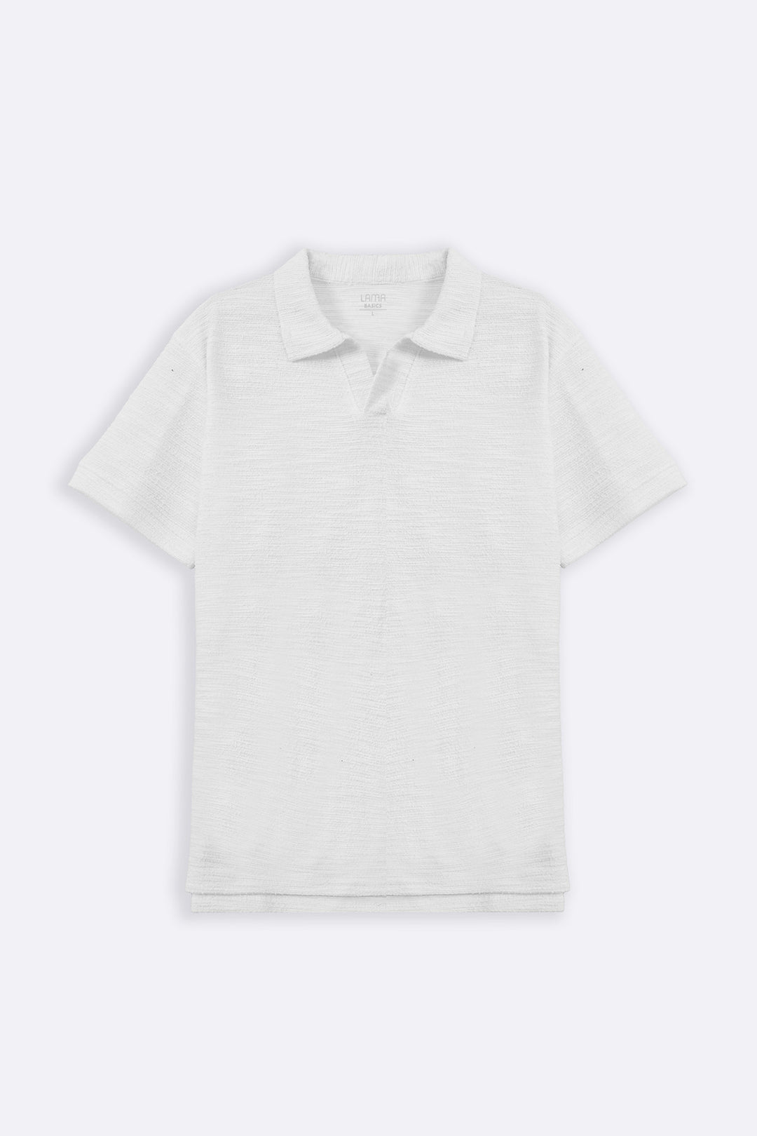 WHITE BOUCLE-KNIT POLO