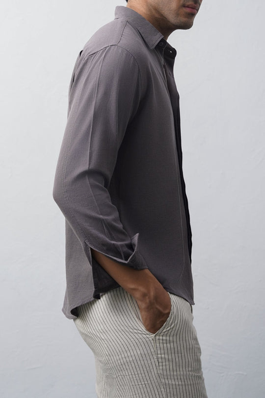 DARK GREY SHIRT WITH HIDDEN PLACKET