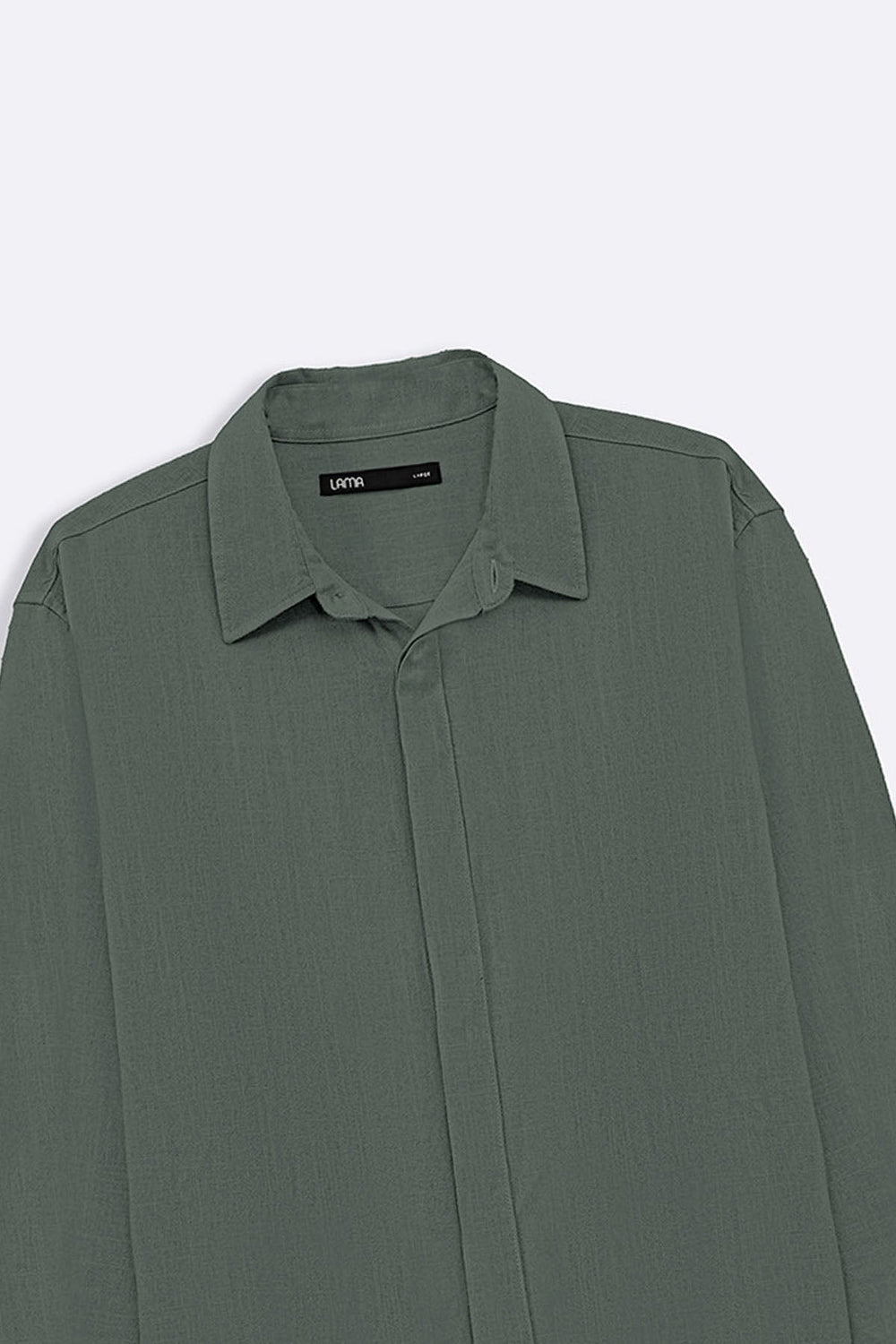 GREEN SHIRT WITH HIDDEN PLACKET