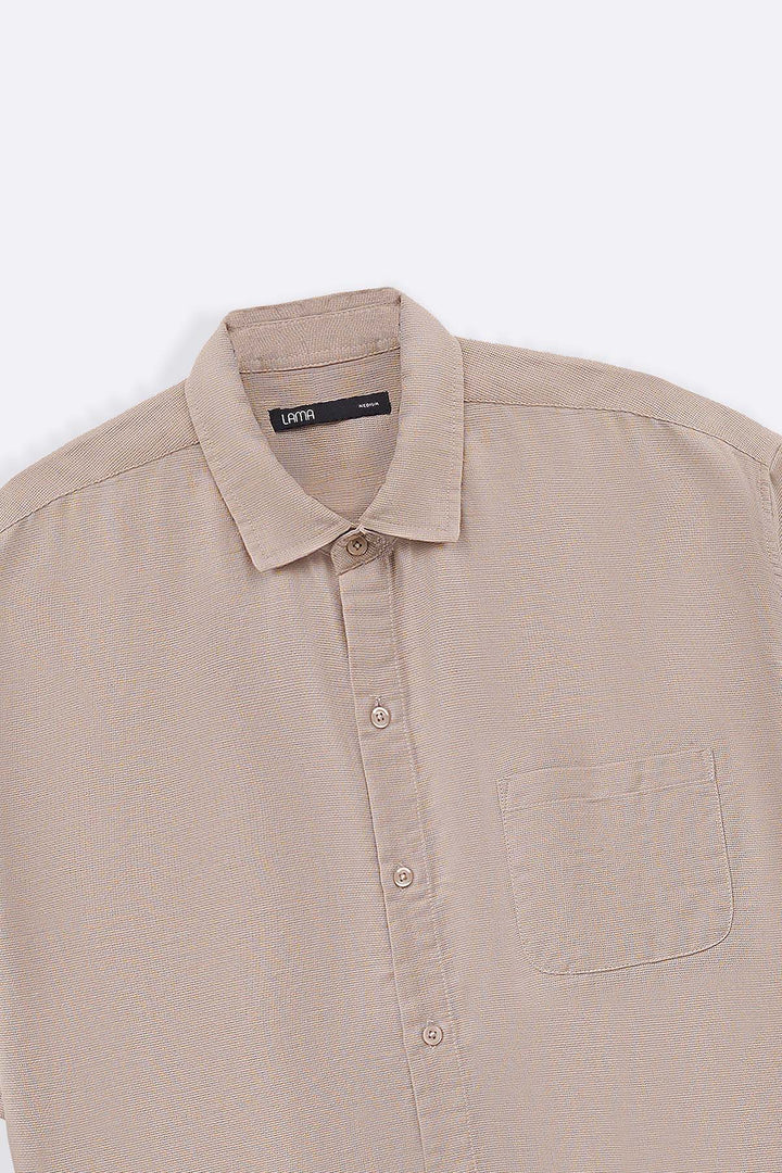 BEIGE RELAXED DOBBY SHIRT
