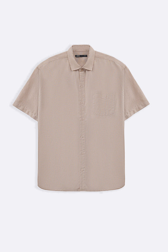 BEIGE RELAXED DOBBY SHIRT