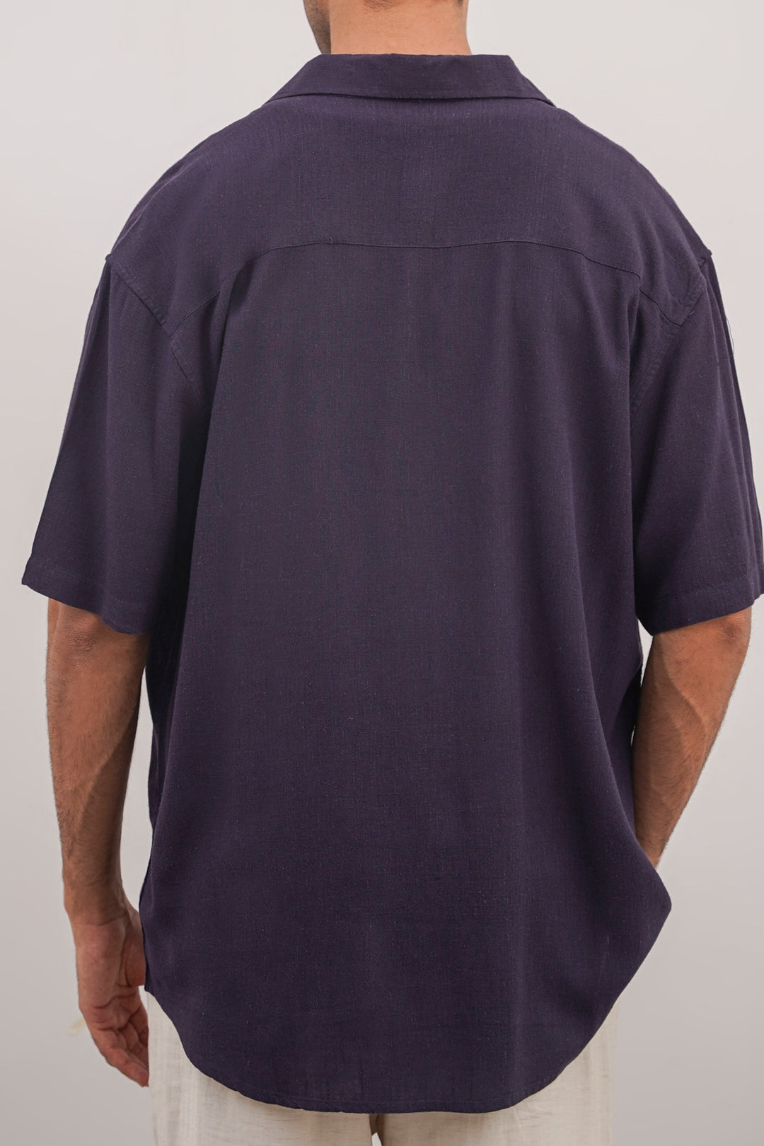 MELANGE NAVY HALF SLEEVES RESORT SHIRT