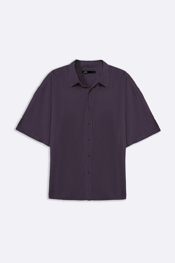 MELANGE NAVY HALF SLEEVES RESORT SHIRT