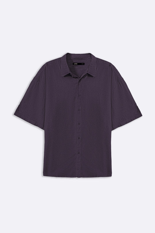 MELANGE NAVY HALF SLEEVES RESORT SHIRT