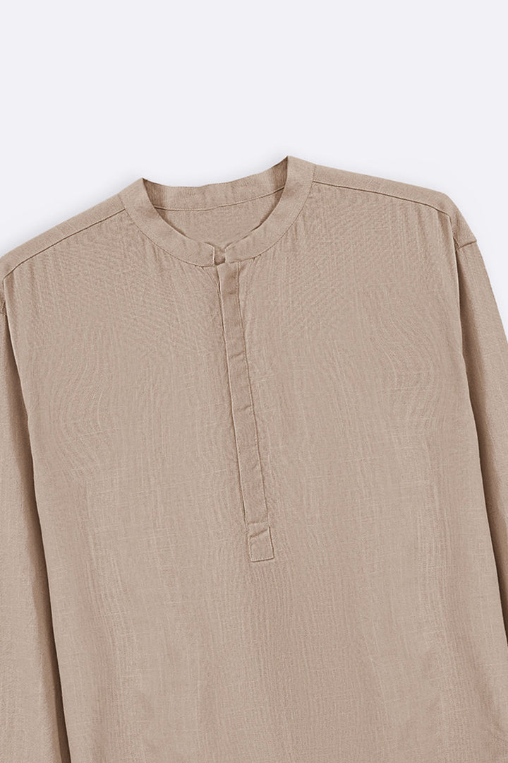BEIGE HALF PLACKET SHIRT
