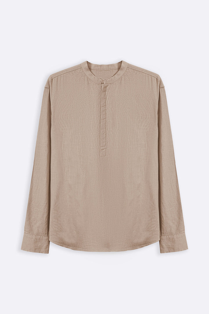 BEIGE HALF PLACKET SHIRT