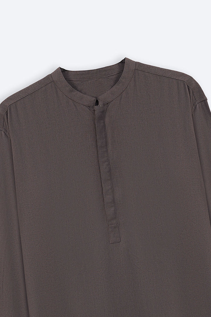 DARK GREY HALF PLACKET SHIRT