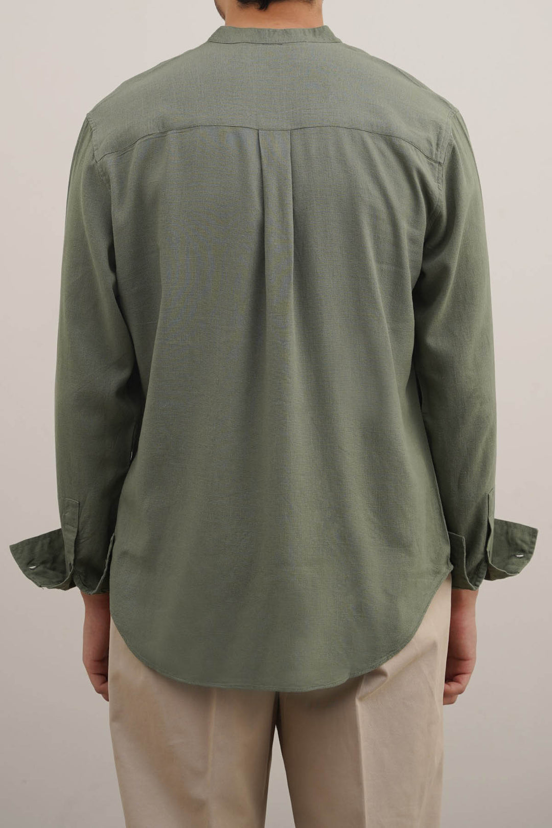 GREEN HALF PLACKET SHIRT