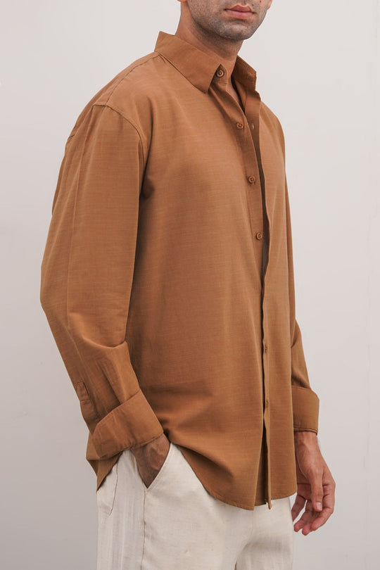 OCHRE BROWN CLASSIC BUTTON DOWN SHIRT