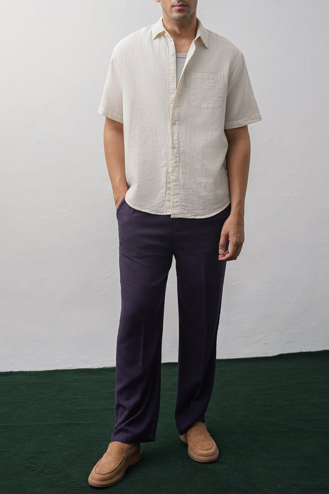 ECRU RELAXED DOBBY SHIRT