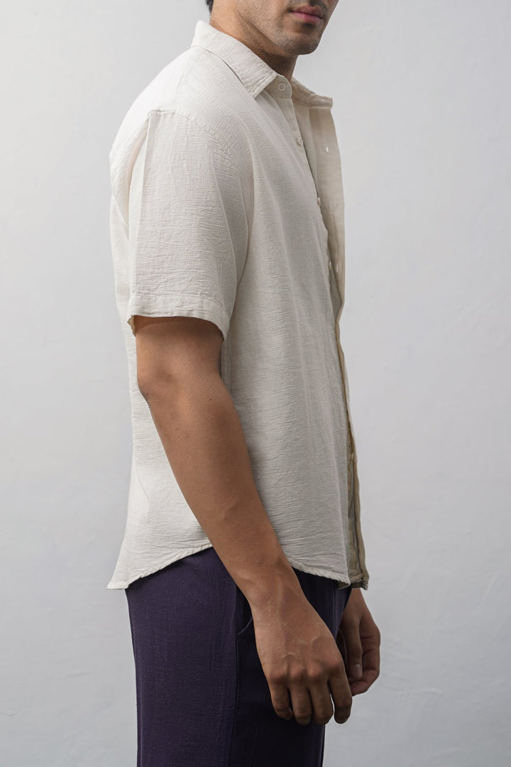 ECRU RELAXED DOBBY SHIRT