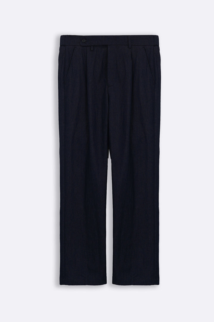 DARK BLUE TAILORED TWILL PANTS