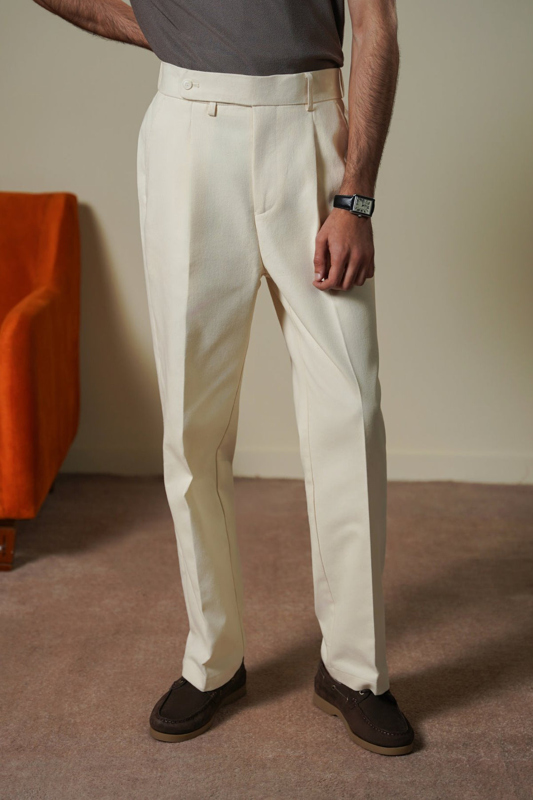 OFF WHITE TAILORED TWILL PANTS