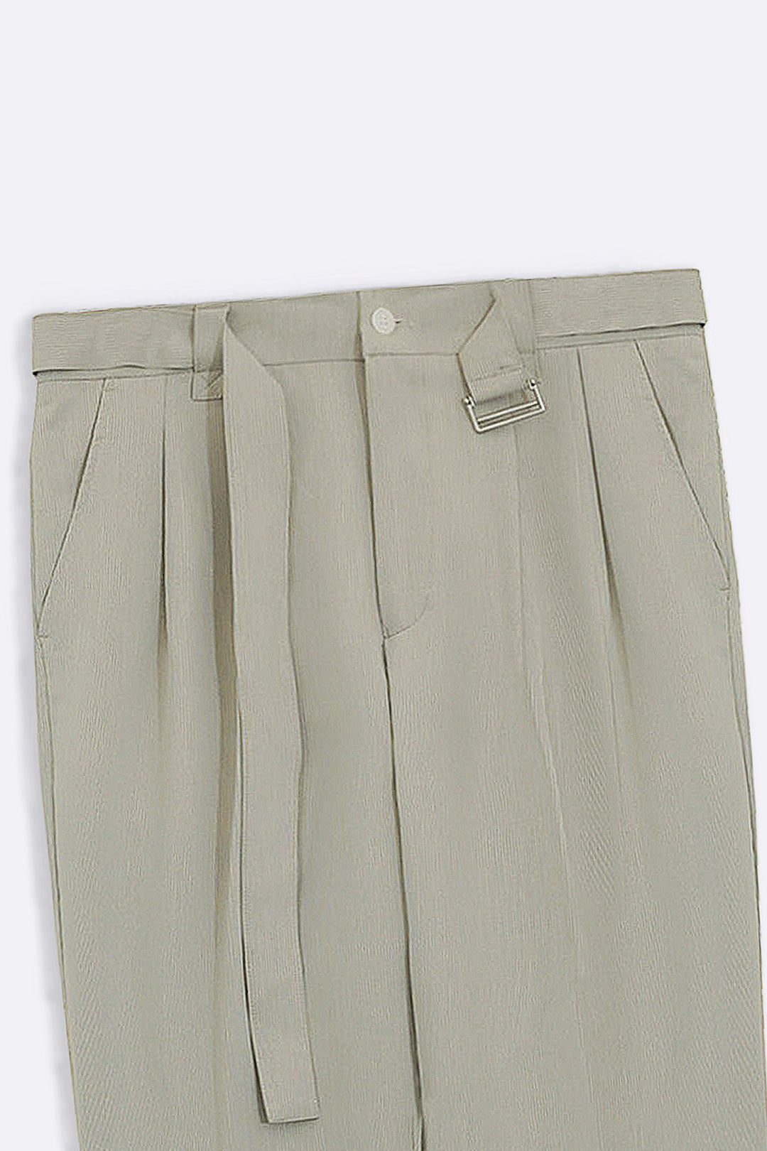 BEIGE SIGNATURE BELTED PANTS