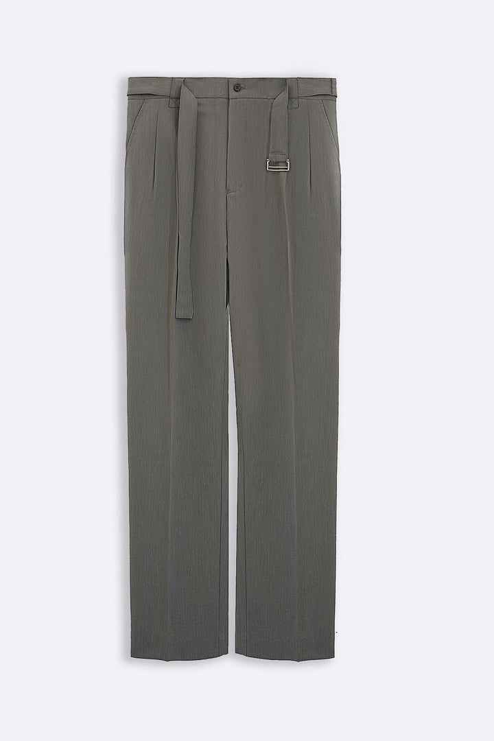 GREY SIGNATURE BELTED PANTS