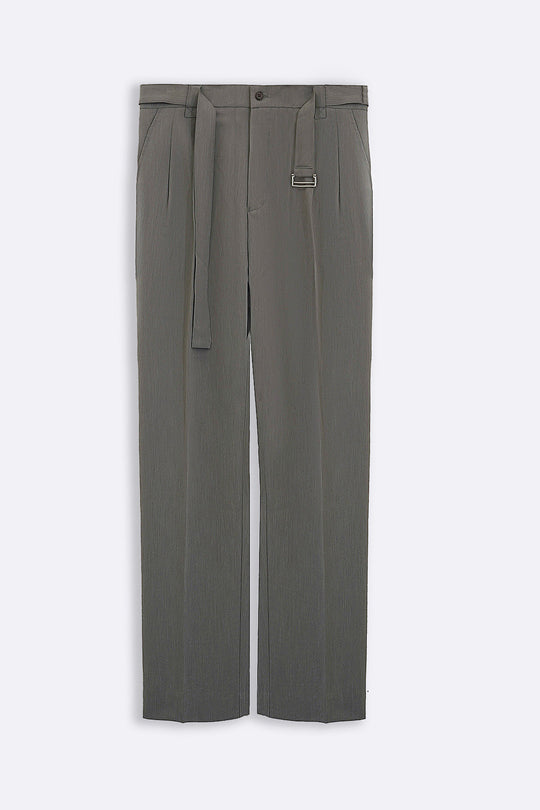GREY SIGNATURE BELTED PANTS