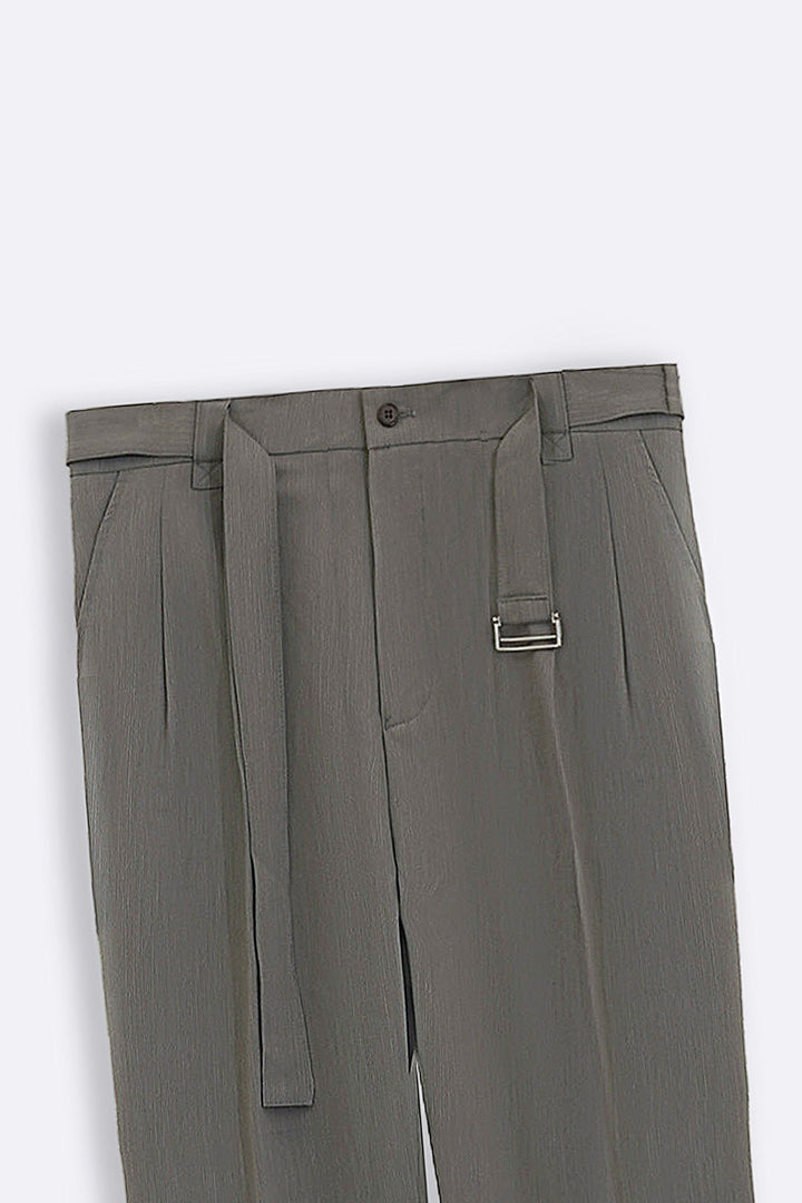 GREY SIGNATURE BELTED PANTS