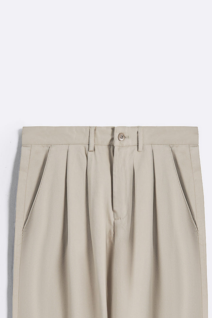 DOUBLE PLEAT TWILL PANTS