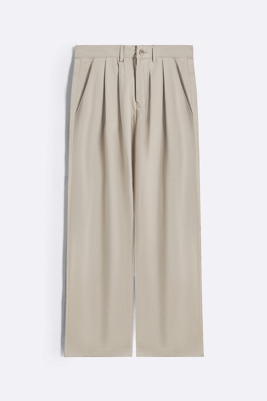 DOUBLE PLEAT TWILL PANTS
