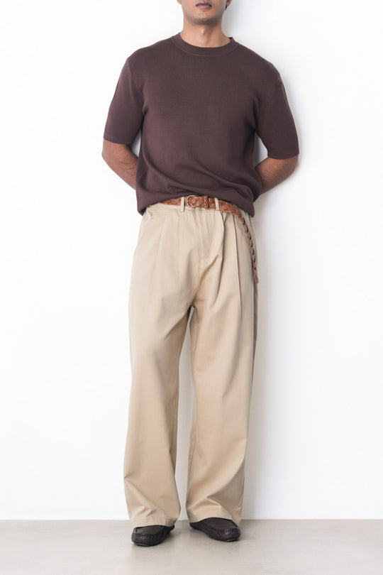 DOUBLE PLEAT TWILL PANTS