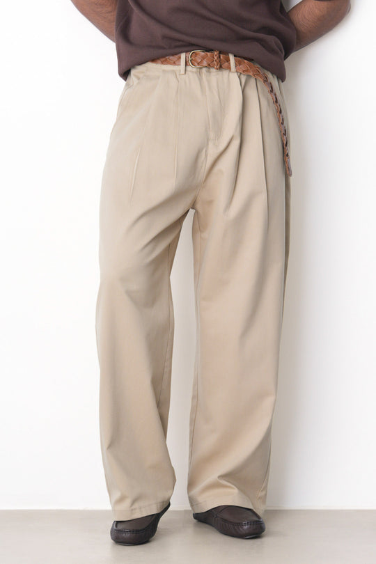 DOUBLE PLEAT TWILL PANTS