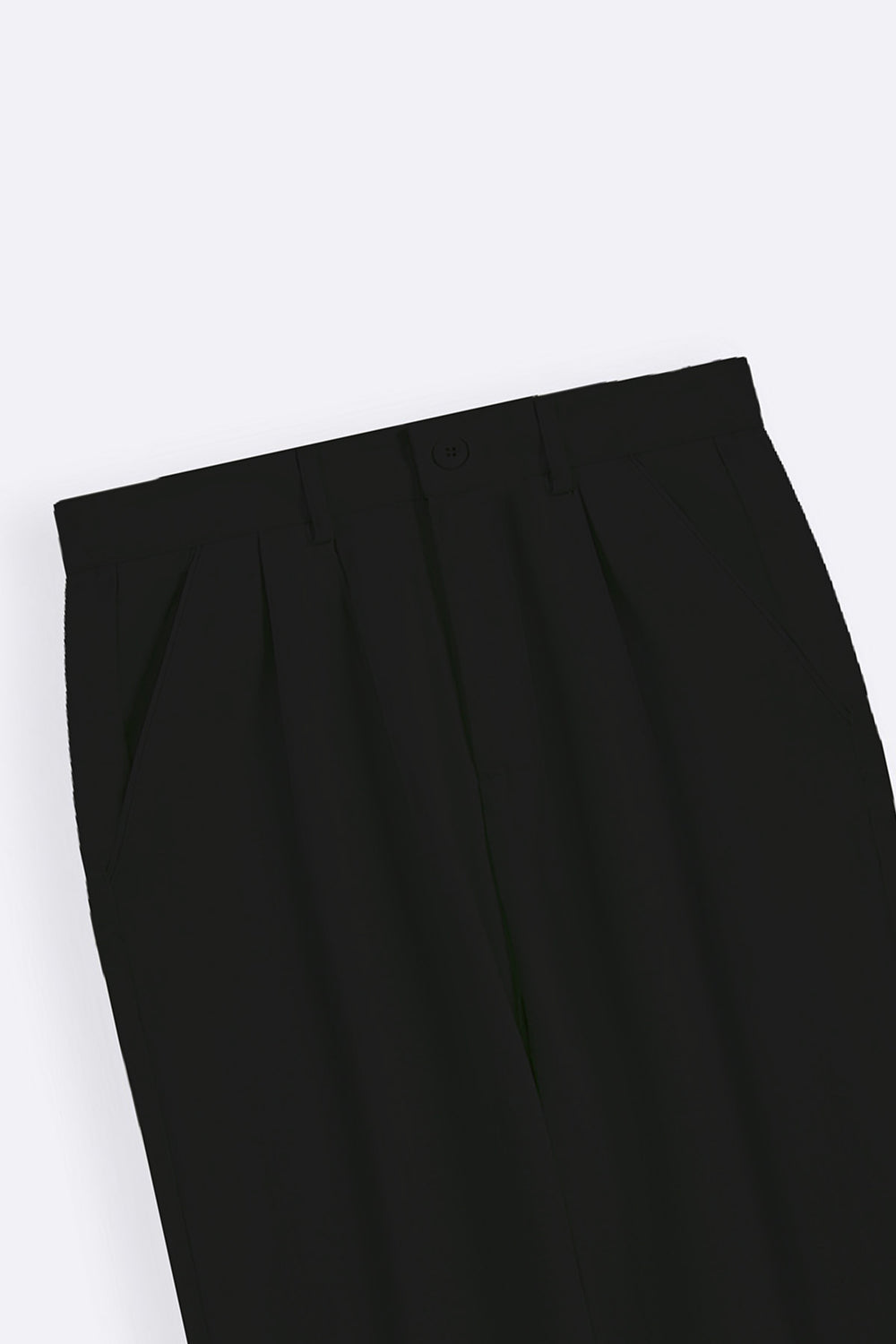BLACK DOUBLE PLEAT TWILL PANTS