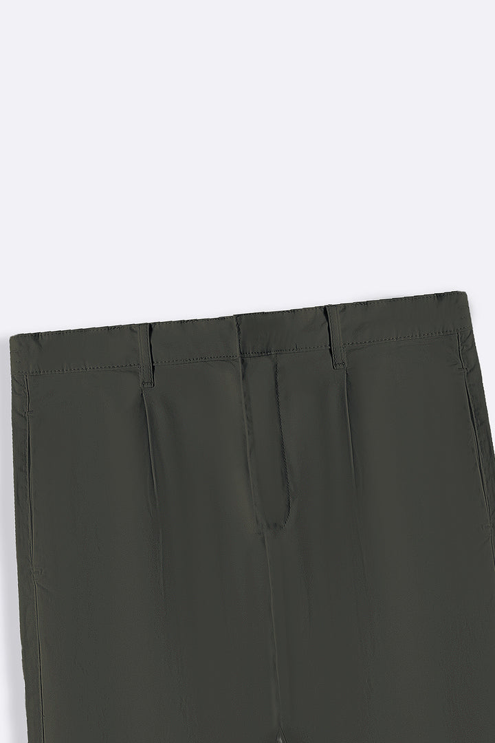 OLIVE PLEATED CHINOS
