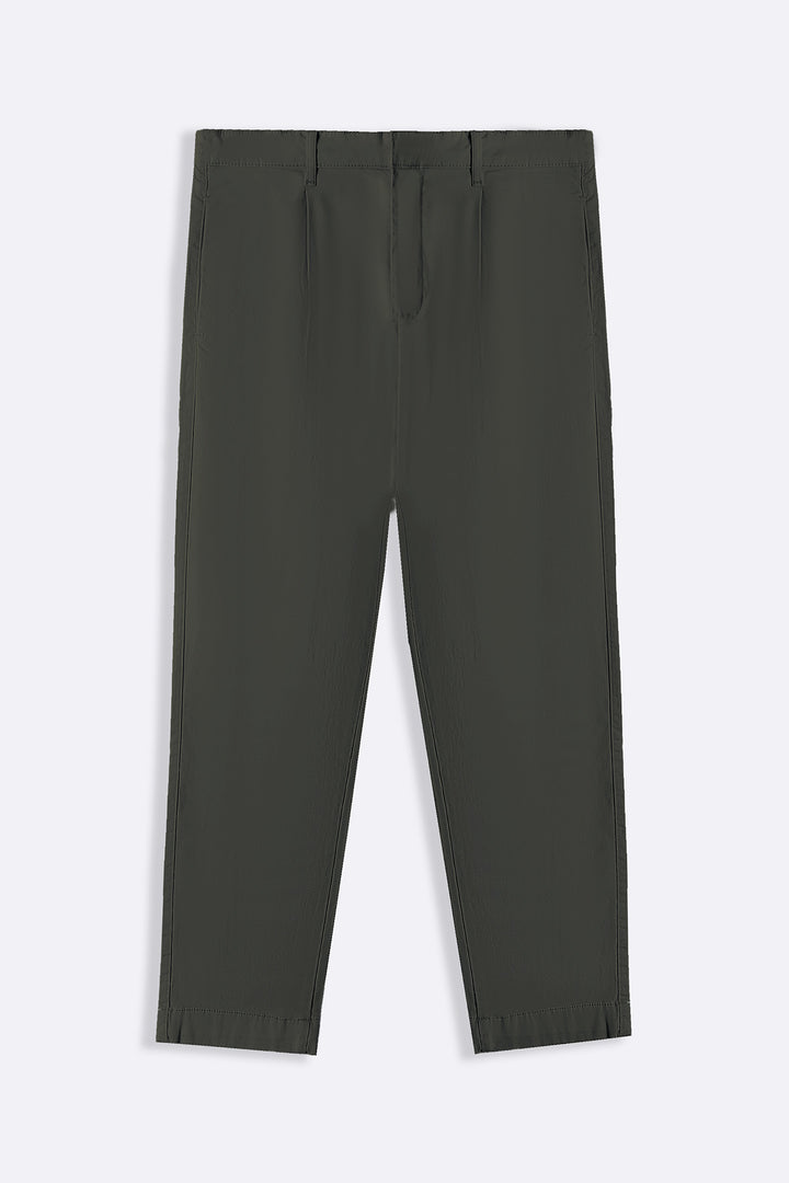 OLIVE PLEATED CHINOS