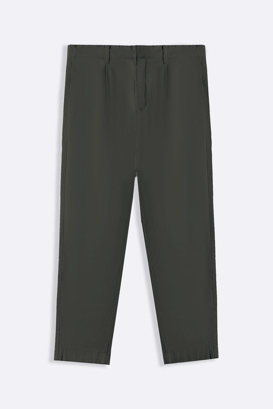 OLIVE PLEATED CHINOS