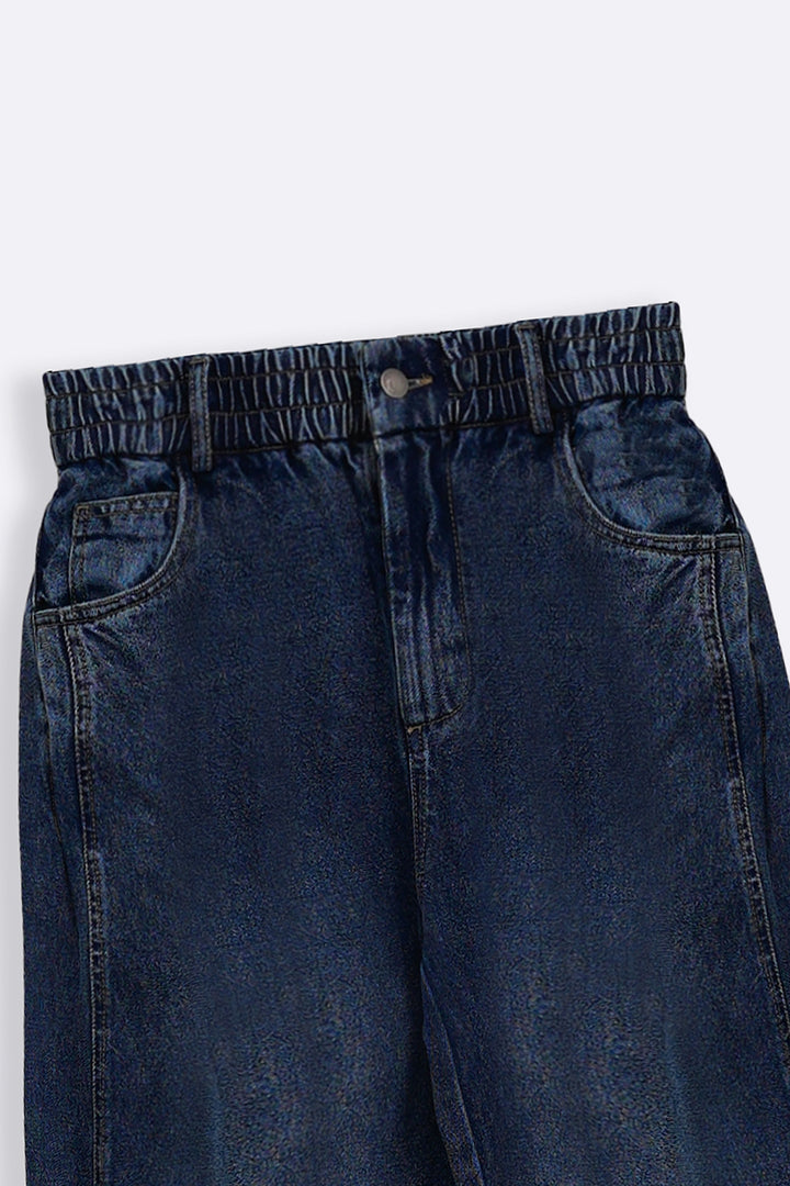 MID BLUE BARREL JEANS
