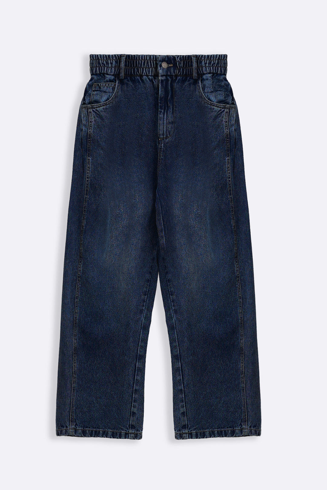 MID BLUE BARREL JEANS