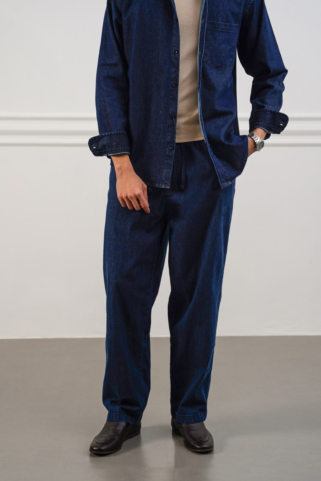 MID BLUE SOFT DENIM TROUSERS