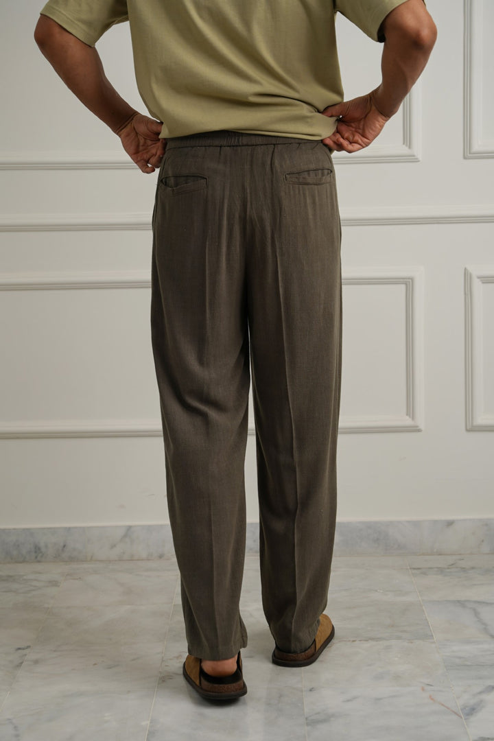 MOUSE GREY LINEN BLEND BAGGY PANTS