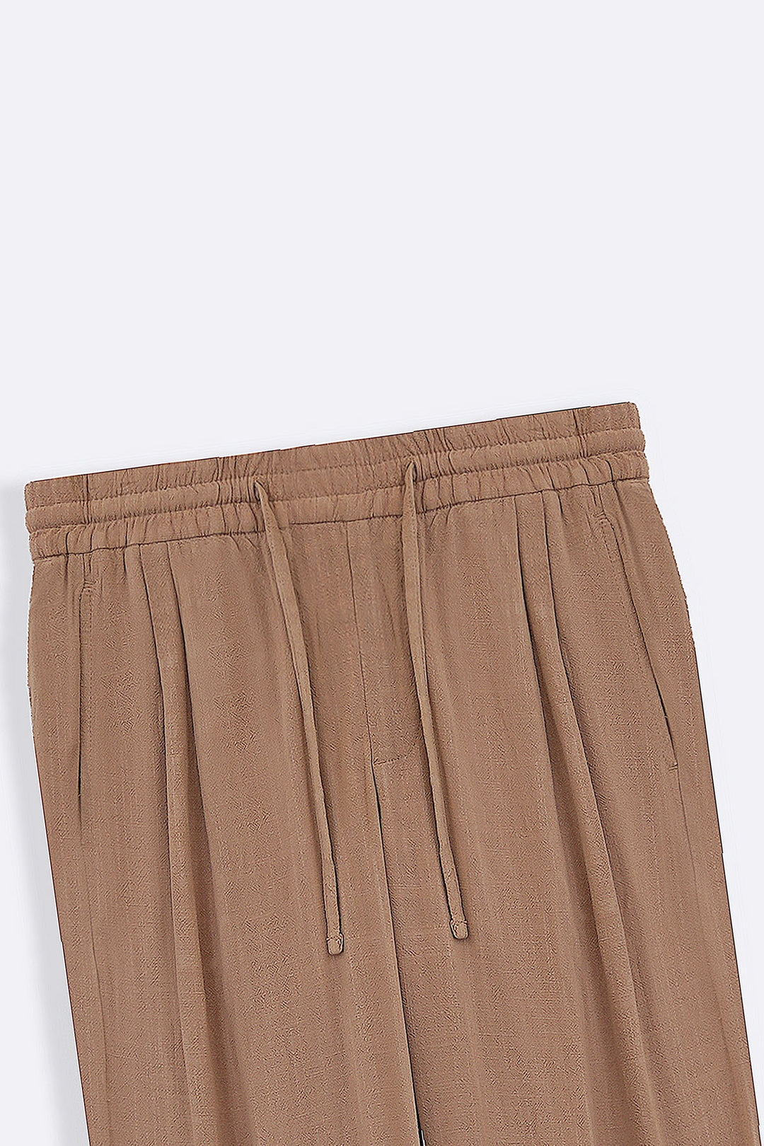 TAUPE LINEN BLEND BAGGY PANTS