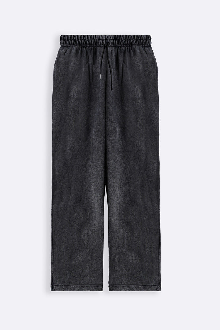 BLACK MINIMAL STRAIGHT-LEG PANTS