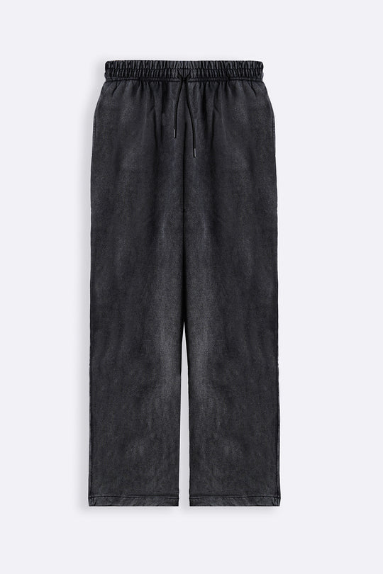 BLACK MINIMAL STRAIGHT-LEG PANTS