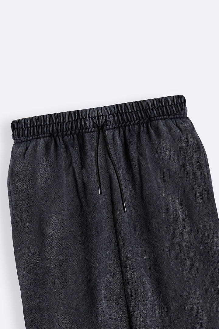BLACK MINIMAL STRAIGHT-LEG PANTS