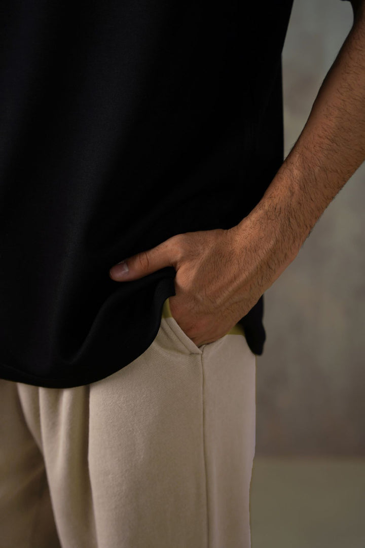 KHAKI MINIMAL STRAIGHT-LEG PANTS
