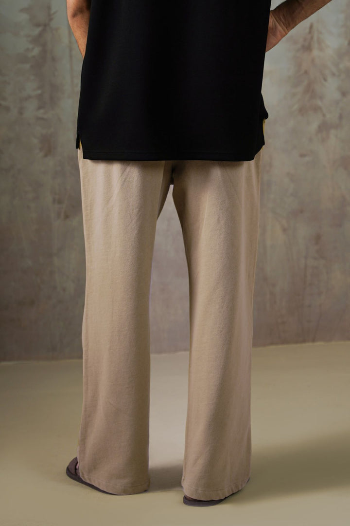 KHAKI MINIMAL STRAIGHT-LEG PANTS