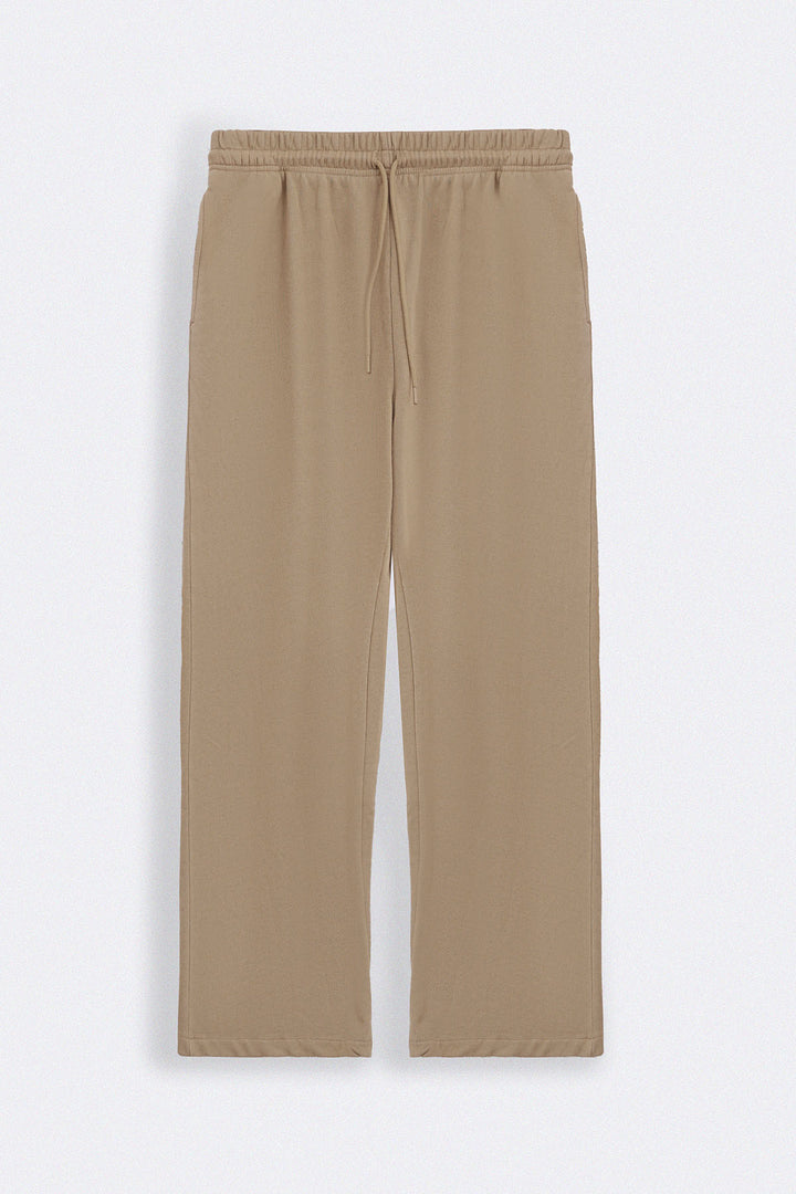 KHAKI MINIMAL STRAIGHT-LEG PANTS
