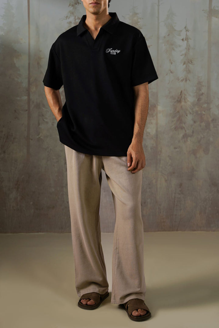 KHAKI MINIMAL STRAIGHT-LEG PANTS