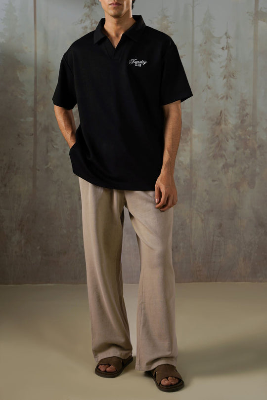 KHAKI MINIMAL STRAIGHT-LEG PANTS