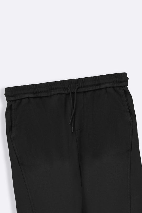 BLACK WASHED-EFFECT PANTS