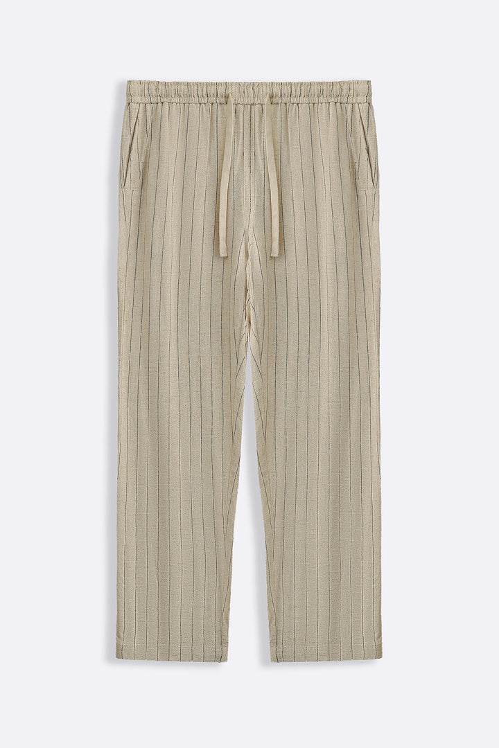 BEIGE PIN STRIPED TROUSERS