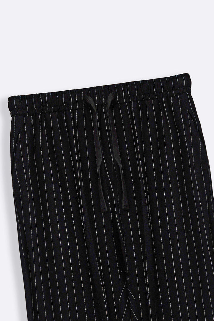 BLACK PIN STRIPED TROUSERS
